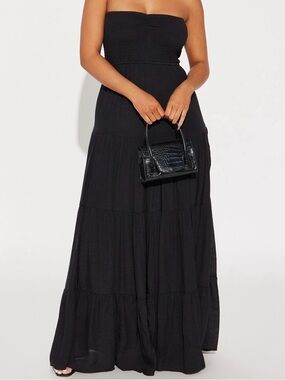 Women’s Black Tiered Maxi dress- Sleek Summer Style